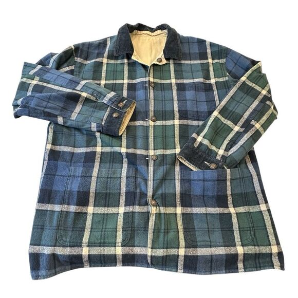 Geoffrey Beene Vintage Reversable Chore Utility Barn Corduroy Flannel Jacket L - Picture 5 of 15